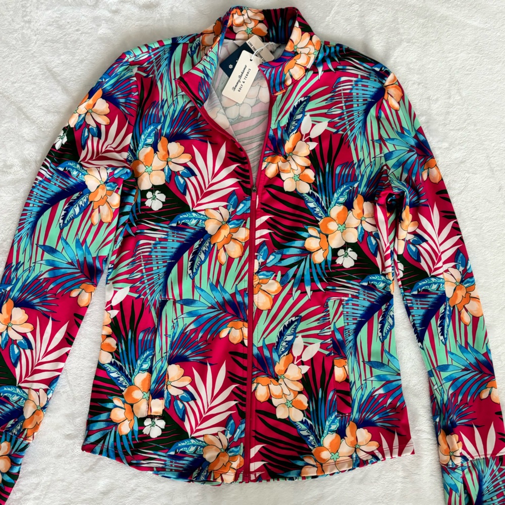 TOMMY BAHAMA Golf & Tennis Zippered Tropical Print Fitted Jacket--NWT--M - Picture 8 of 16